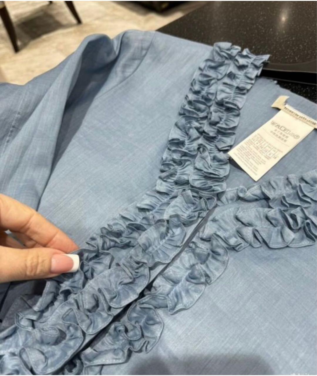 'S MAX MARA Голубая льняная блузы, фото 3