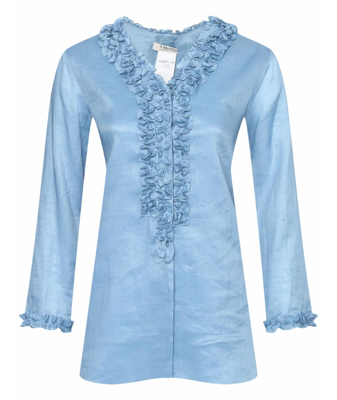 'S MAX MARA Голубая льняная блузы, фото 1