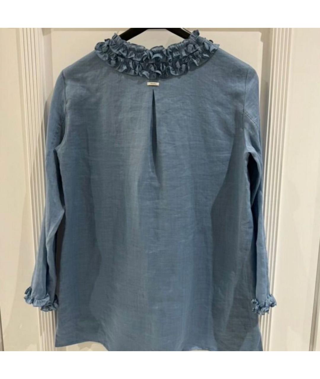 'S MAX MARA Голубая льняная блузы, фото 5