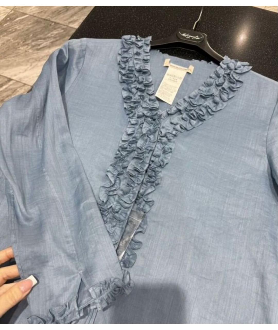 'S MAX MARA Голубая льняная блузы, фото 2