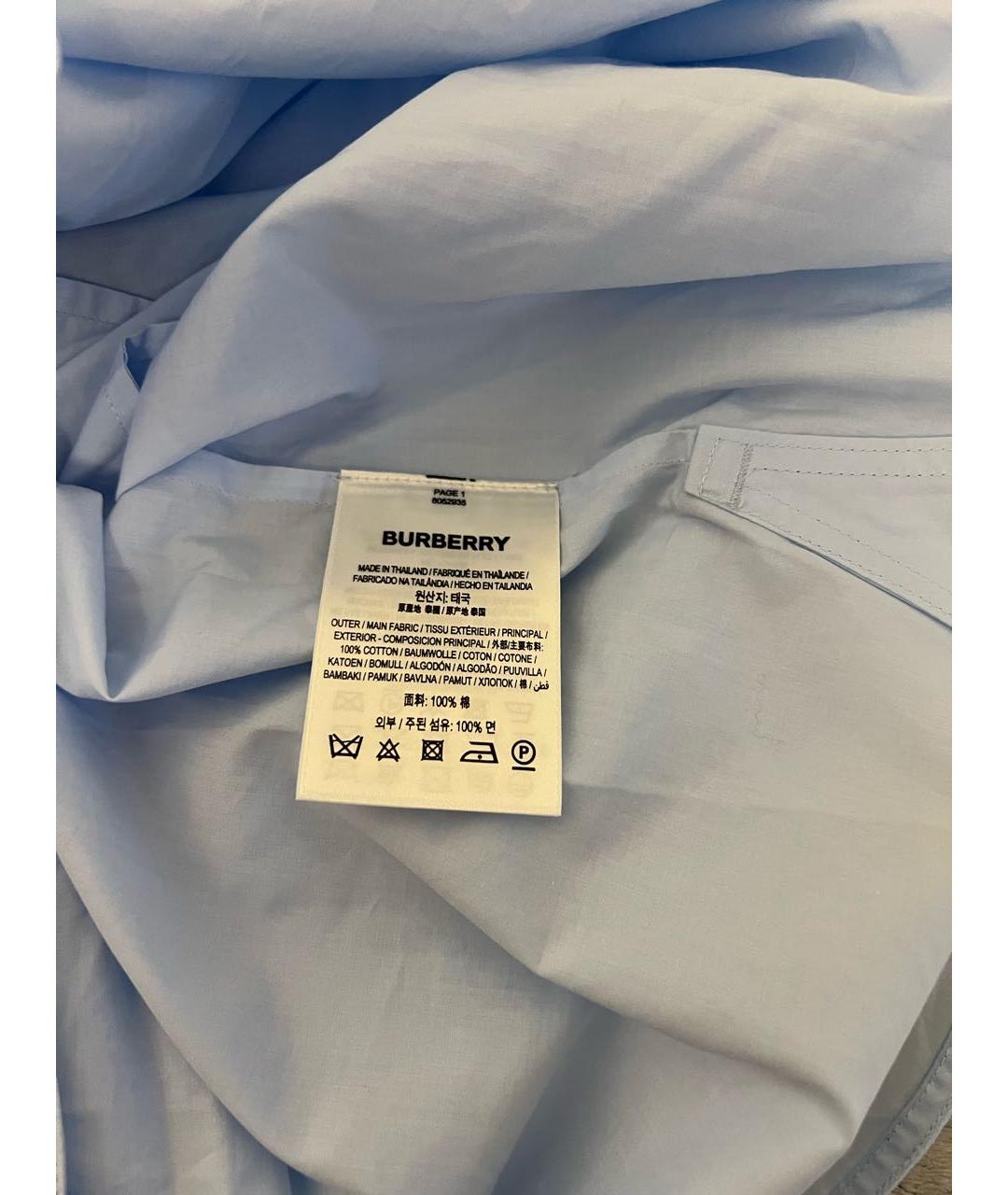 BURBERRY Голубое хлопковое повседневное платье, фото 6