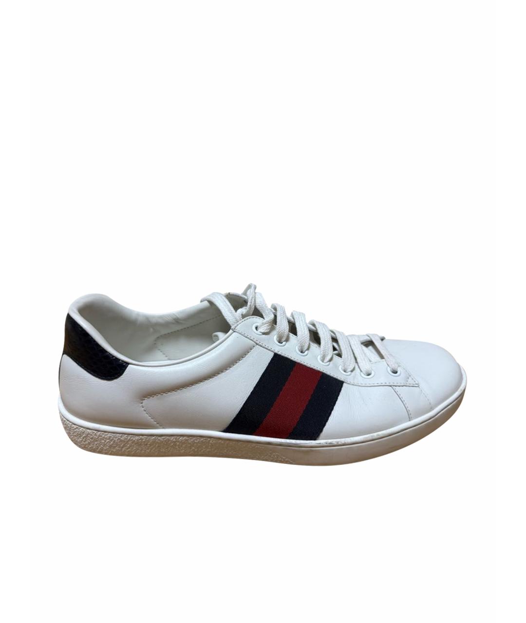 GUCCI Белые кожаные низкие кроссовки / кеды, фото 1