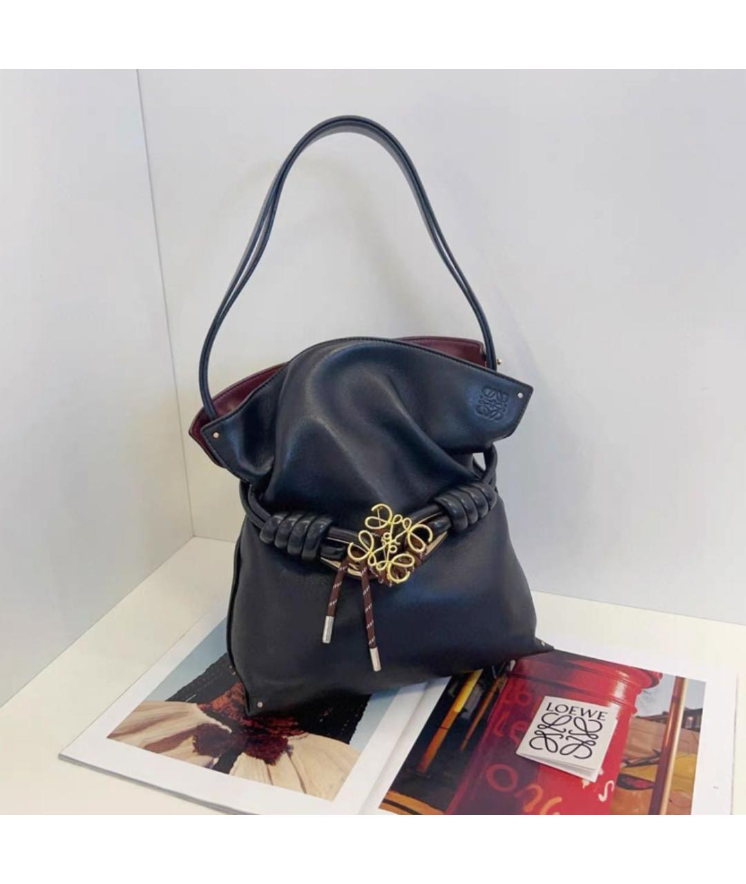 LOEWE Черная кожаная сумка тоут, фото 9