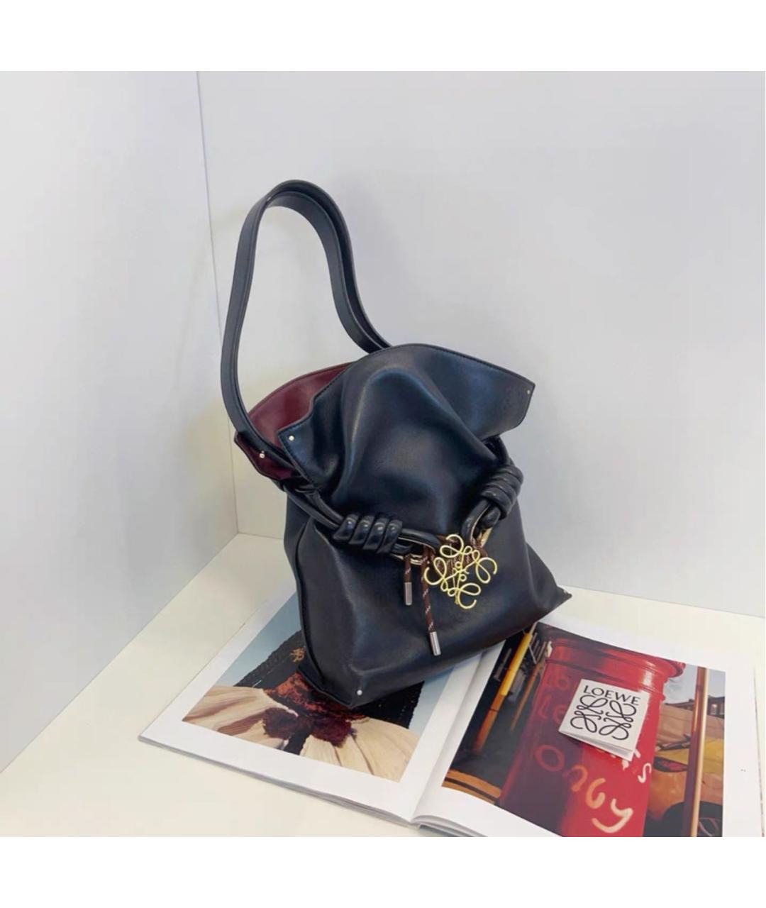 LOEWE Черная кожаная сумка тоут, фото 3