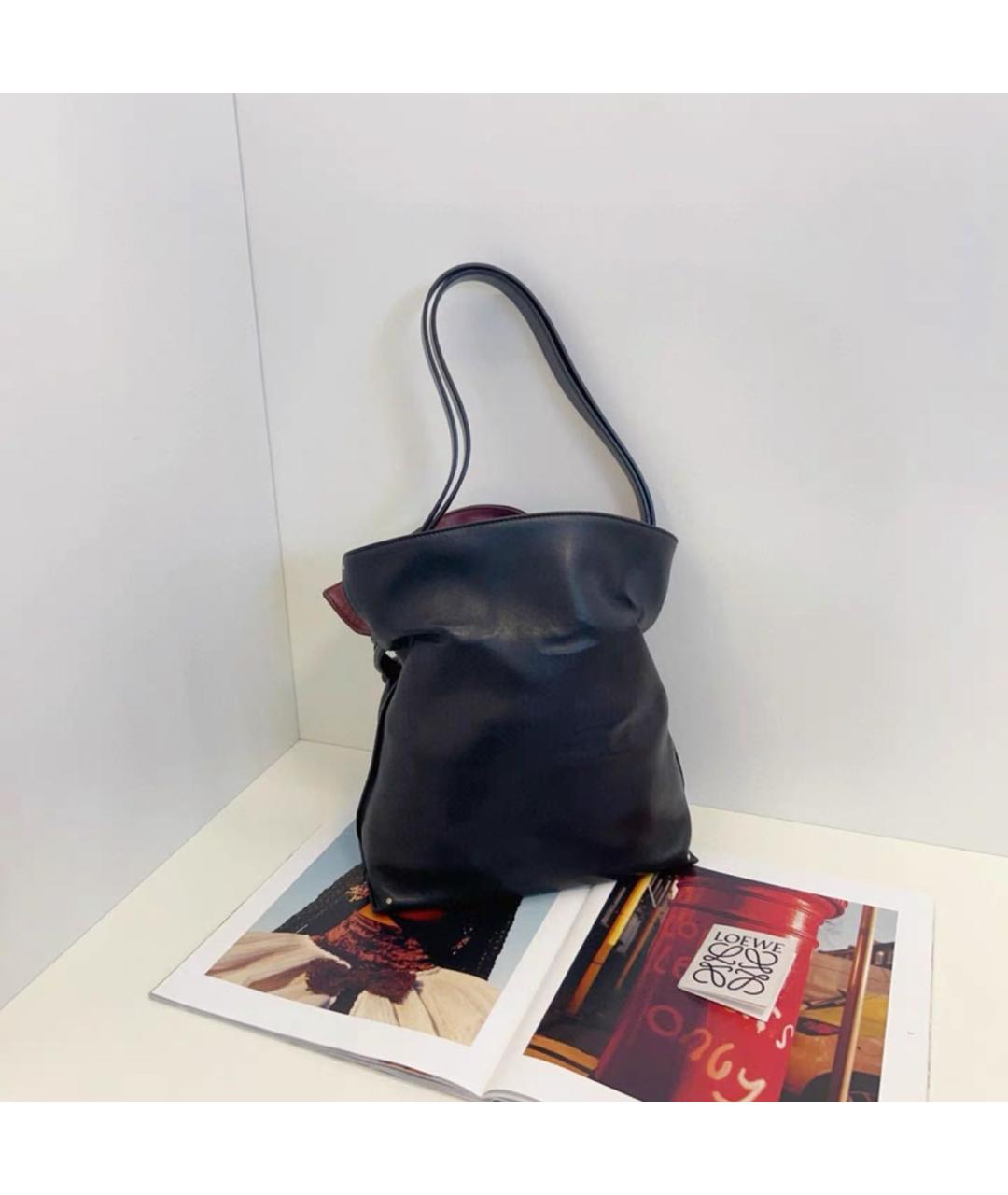 LOEWE Черная кожаная сумка тоут, фото 2