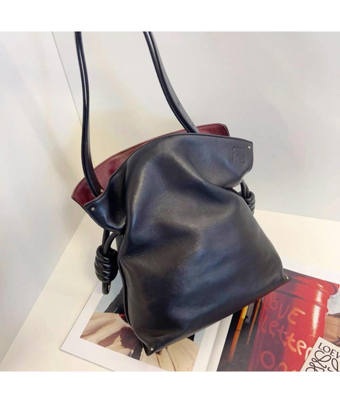LOEWE Черная кожаная сумка тоут, фото 5