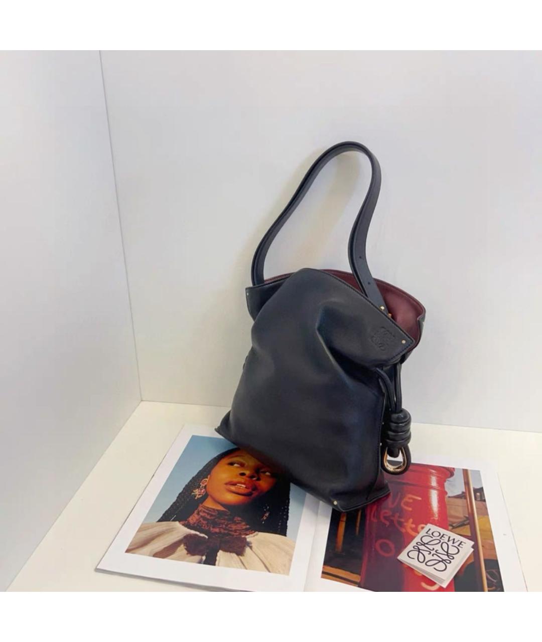 LOEWE Черная кожаная сумка тоут, фото 7