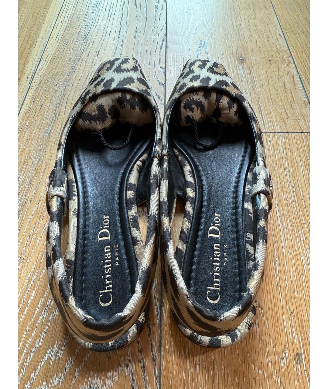 CHRISTIAN DIOR Коричневые текстильные балетки, фото 3