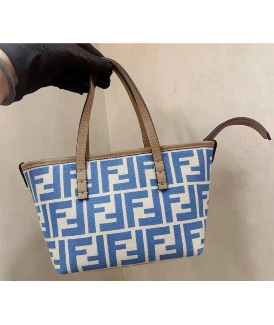 FENDI Голубая замшевая пляжная сумка, фото 2