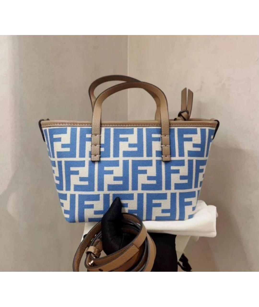 FENDI Голубая замшевая пляжная сумка, фото 8