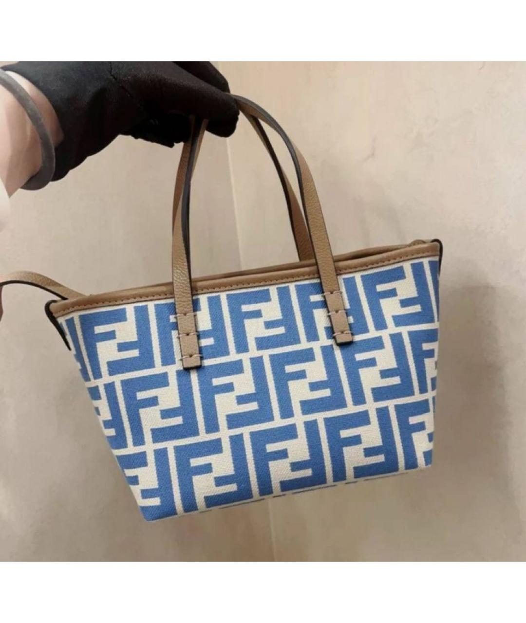 FENDI Голубая замшевая пляжная сумка, фото 3