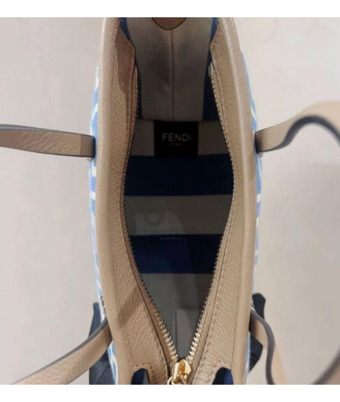 FENDI Голубая замшевая пляжная сумка, фото 7