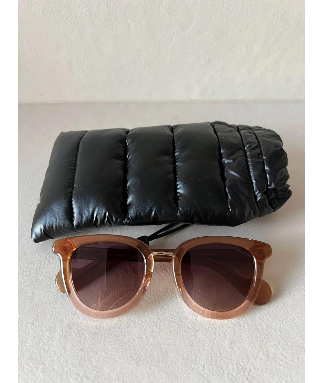 MONCLER Бежевые пластиковые солнцезащитные очки, фото 2
