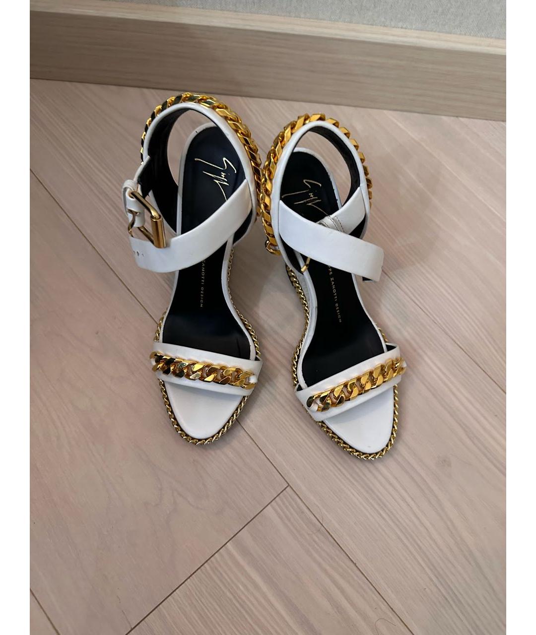 GIUSEPPE ZANOTTI DESIGN Белые кожаные босоножки, фото 2