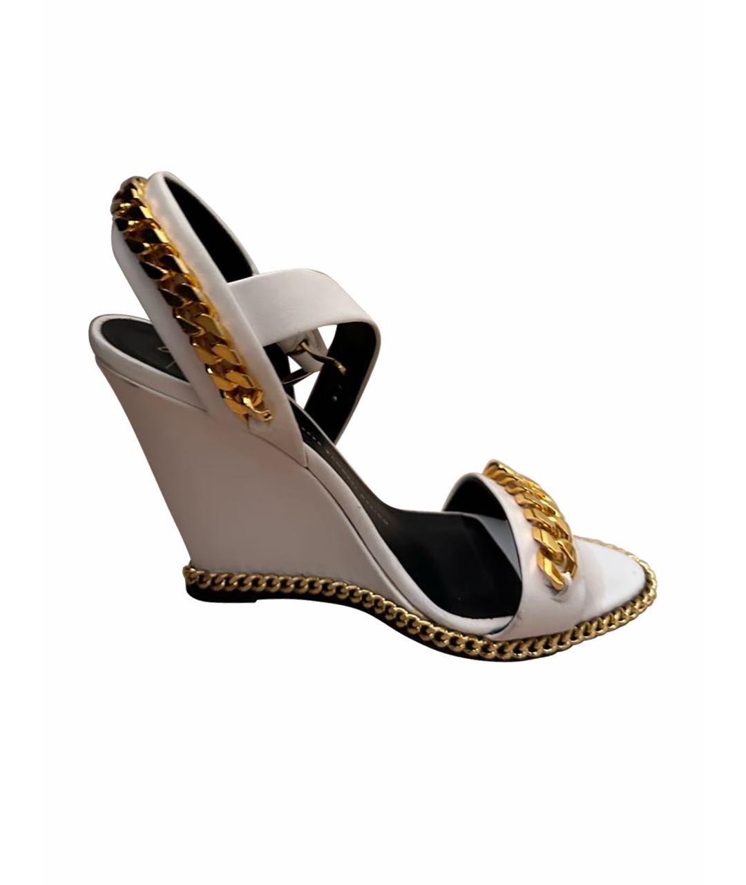 GIUSEPPE ZANOTTI DESIGN Белые кожаные босоножки, фото 1