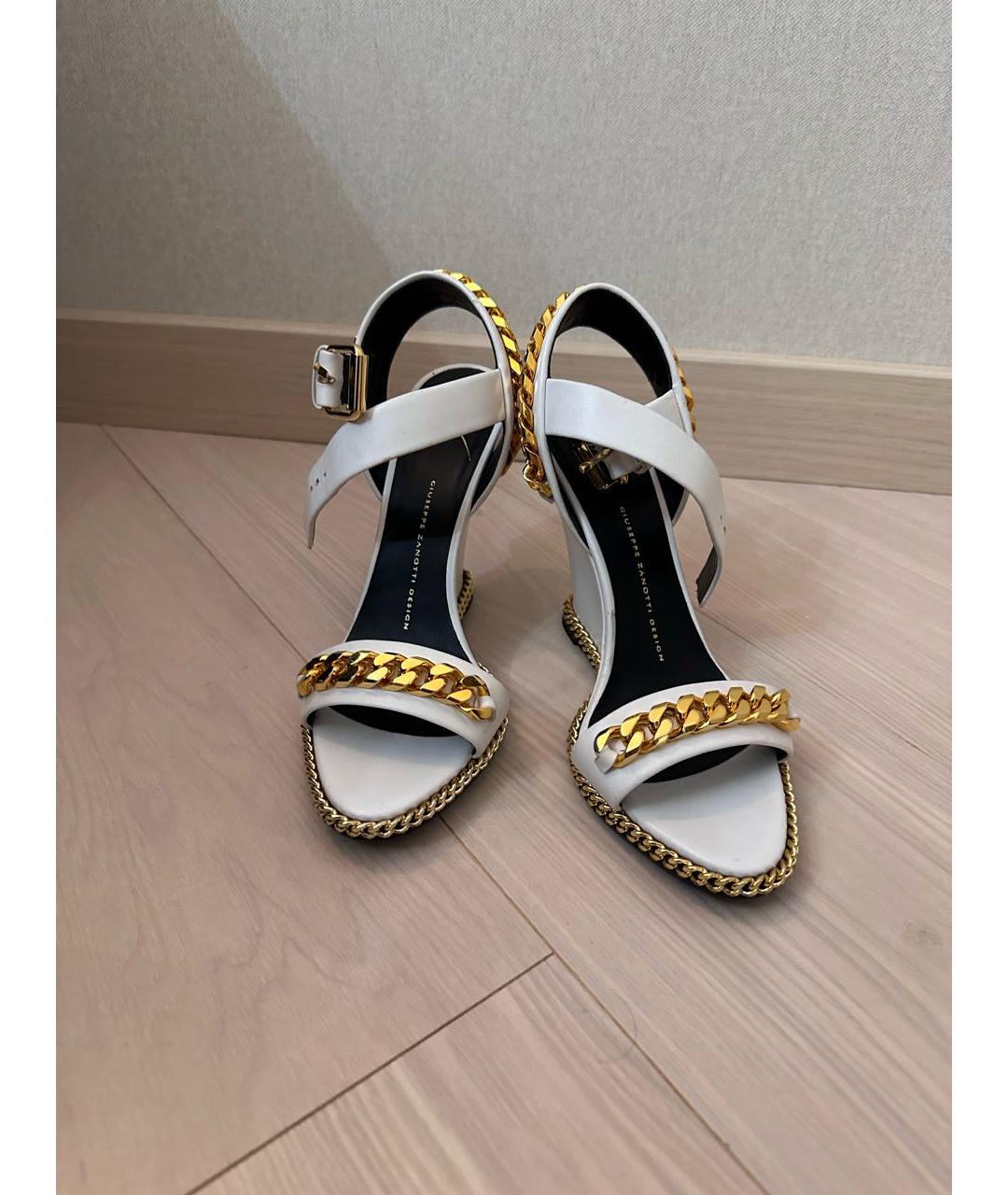 GIUSEPPE ZANOTTI DESIGN Белые кожаные босоножки, фото 3