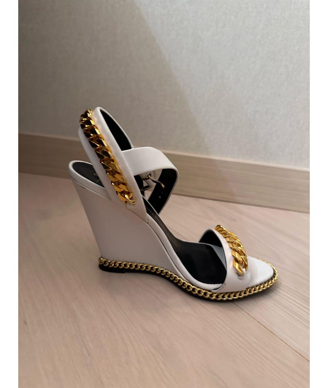 GIUSEPPE ZANOTTI DESIGN Белые кожаные босоножки, фото 5