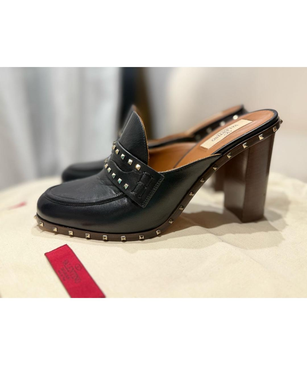 VALENTINO Черные кожаные мюли, фото 7