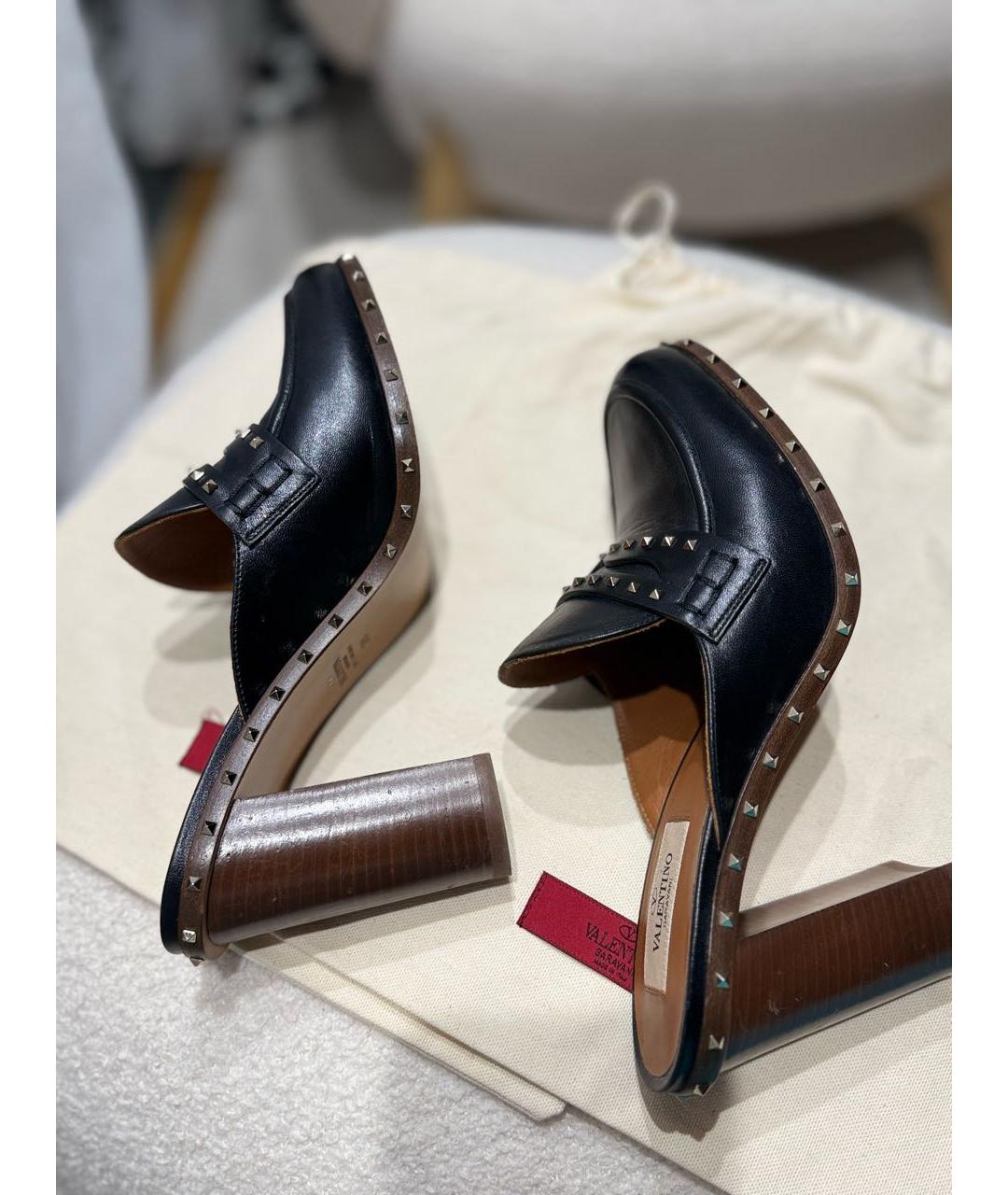 VALENTINO Черные кожаные мюли, фото 5
