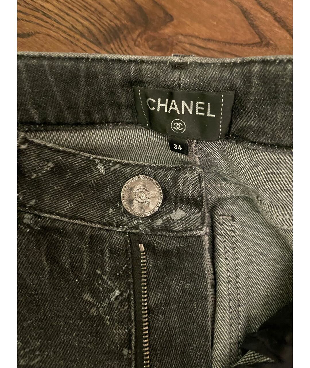 CHANEL PRE-OWNED Серые хлопковые джинсы слим, фото 2