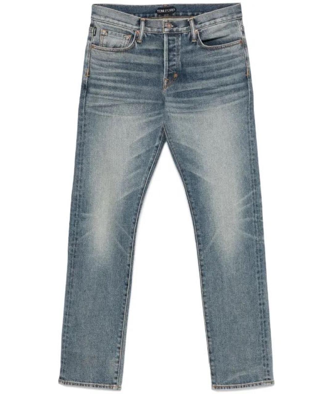 TOM FORD Голубые хлопковые джинсы скинни, фото 1