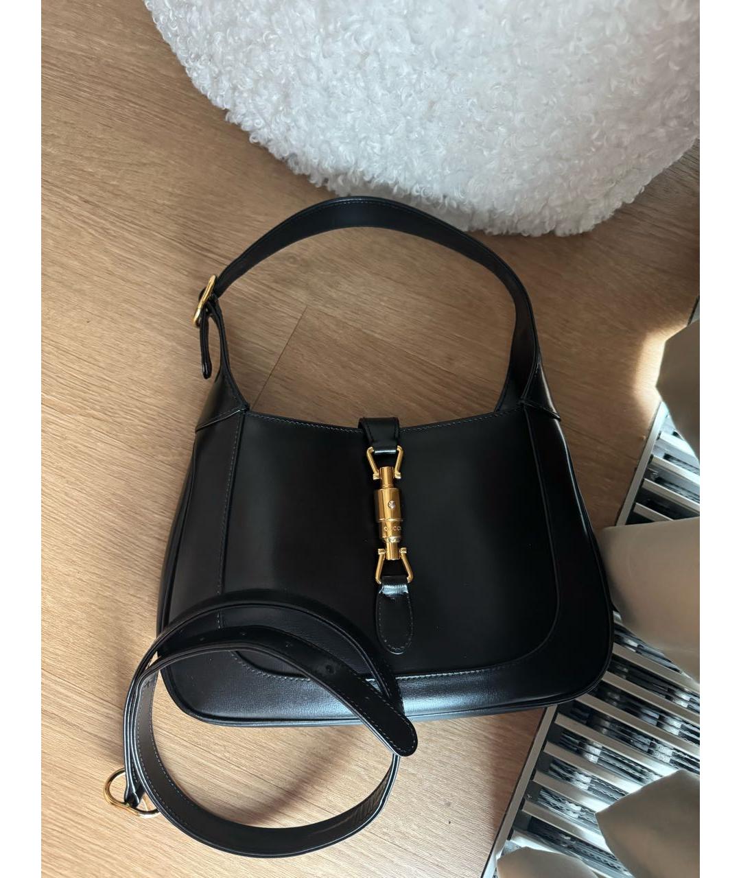GUCCI Черная кожаная сумка с короткими ручками, фото 2