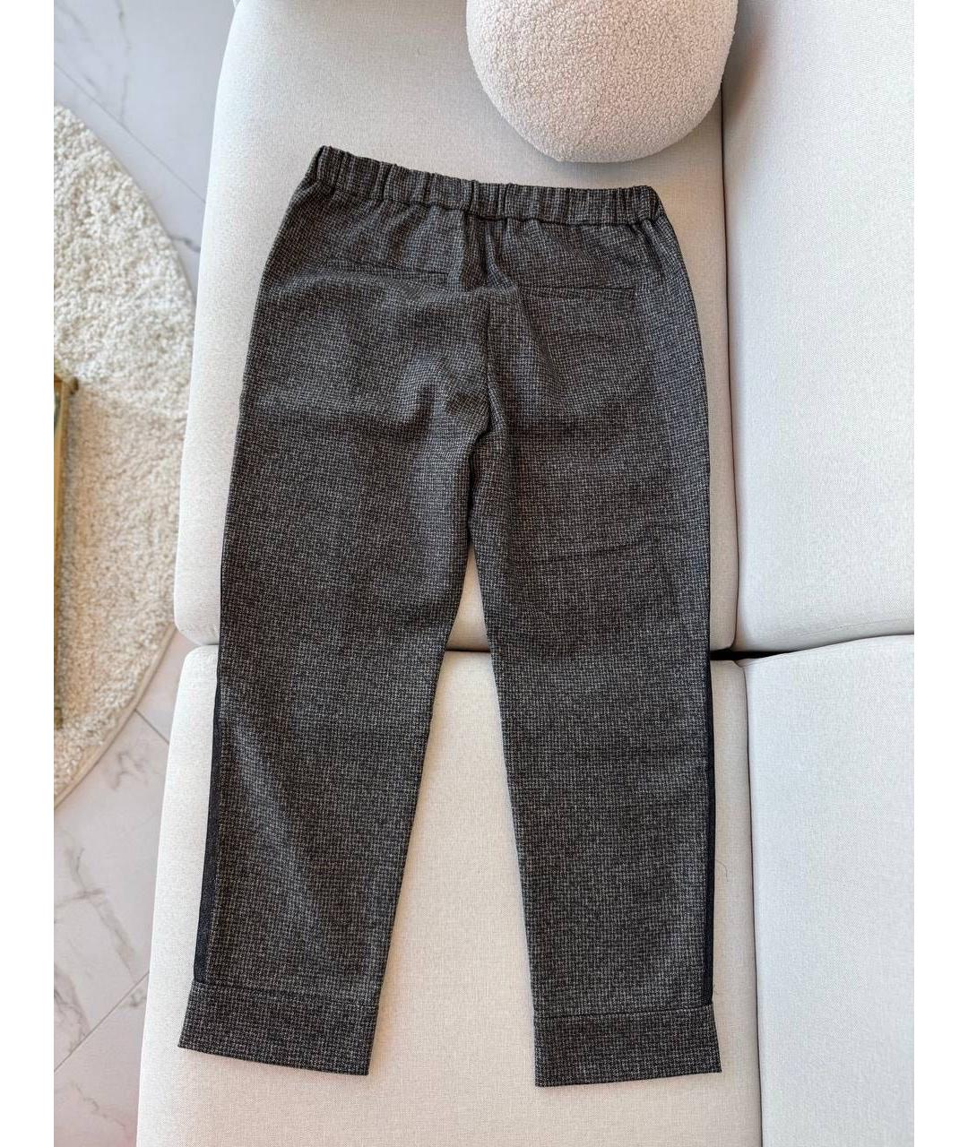 BRUNELLO CUCINELLI Антрацитовые шерстяные прямые брюки, фото 2
