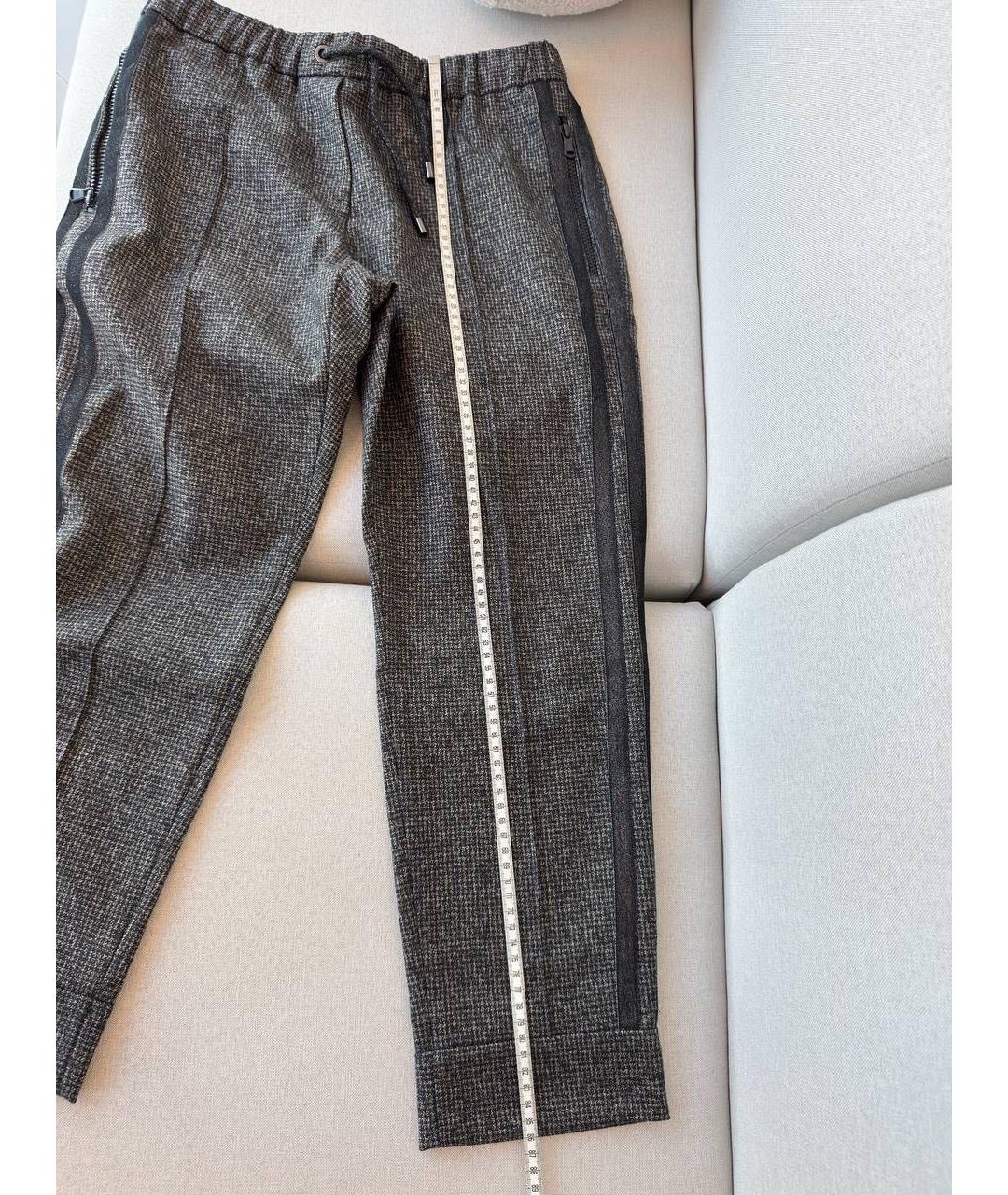 BRUNELLO CUCINELLI Антрацитовые шерстяные прямые брюки, фото 7