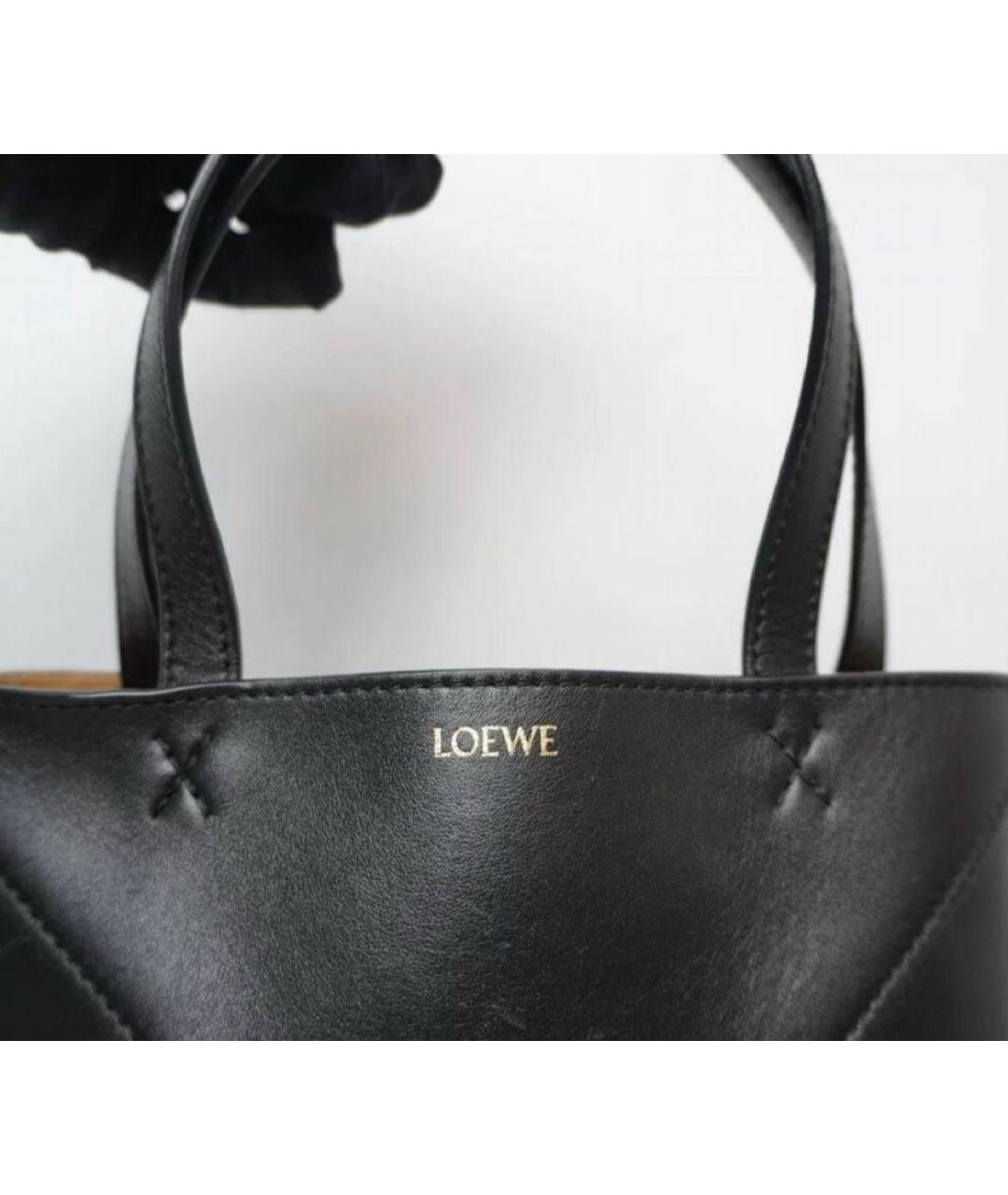 LOEWE Черная кожаная сумка с короткими ручками, фото 4