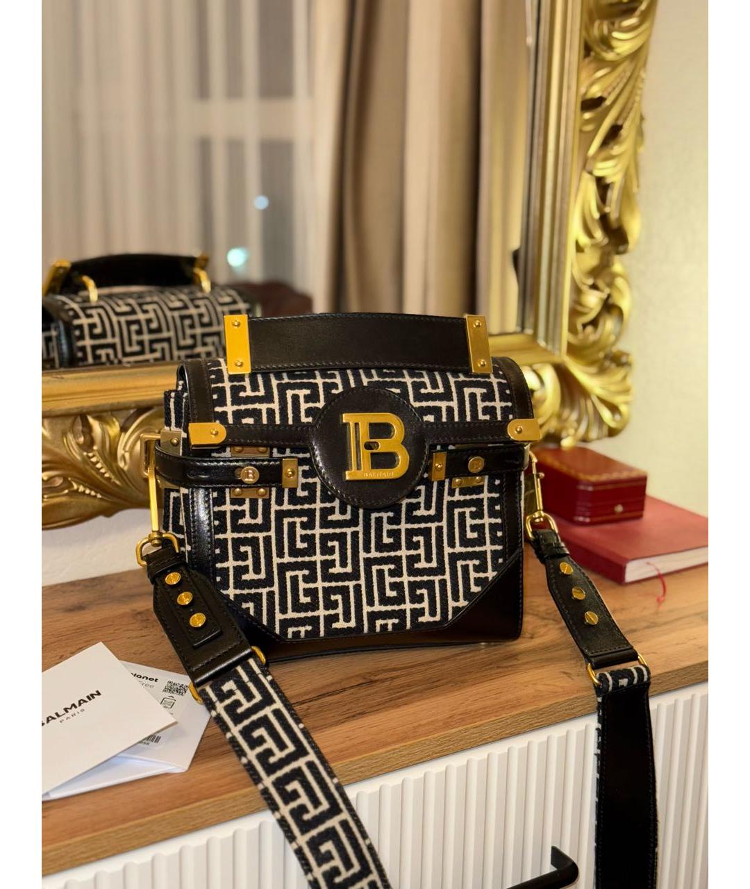 BALMAIN Черная кожаная сумка с короткими ручками, фото 9