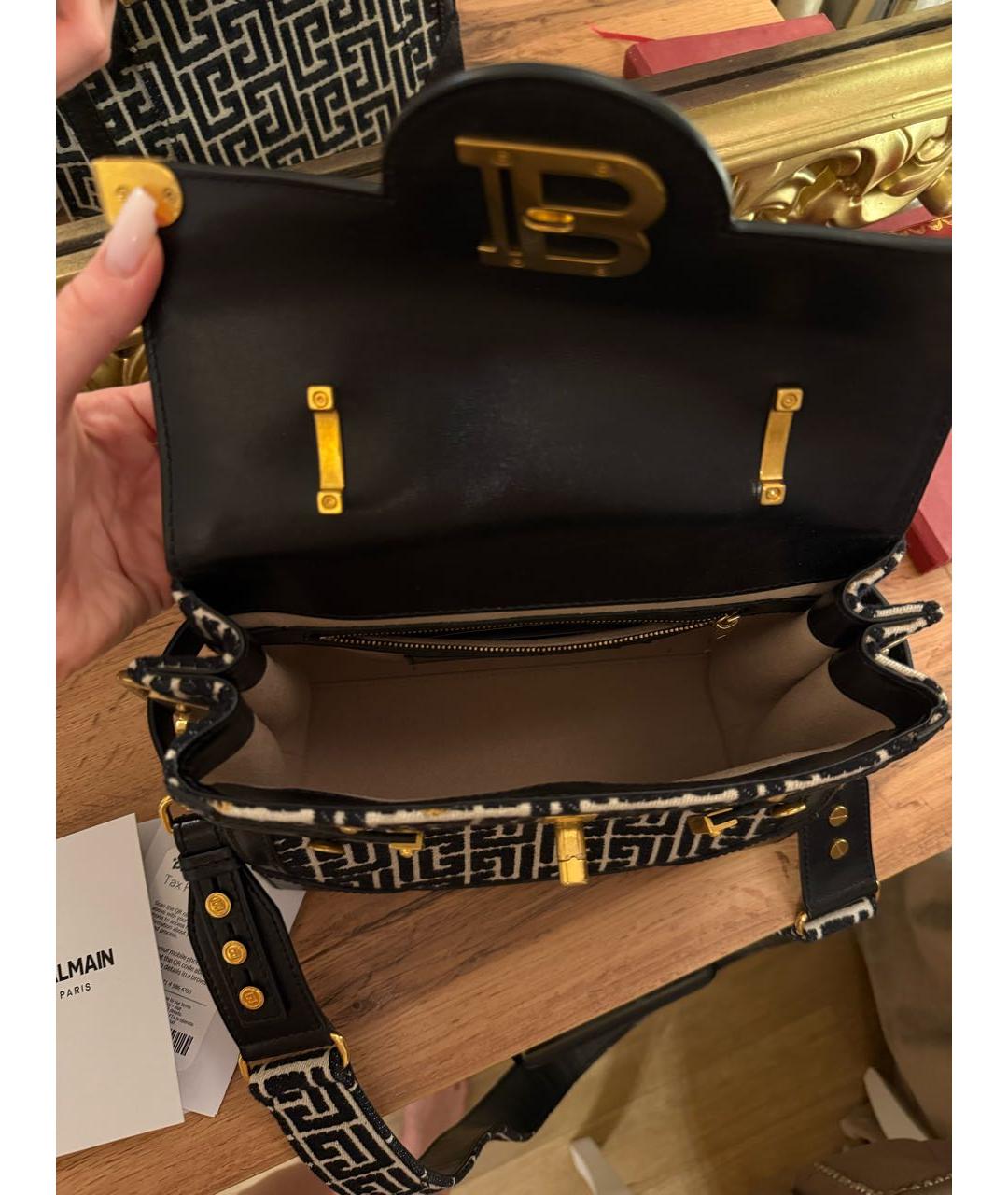 BALMAIN Черная кожаная сумка с короткими ручками, фото 4
