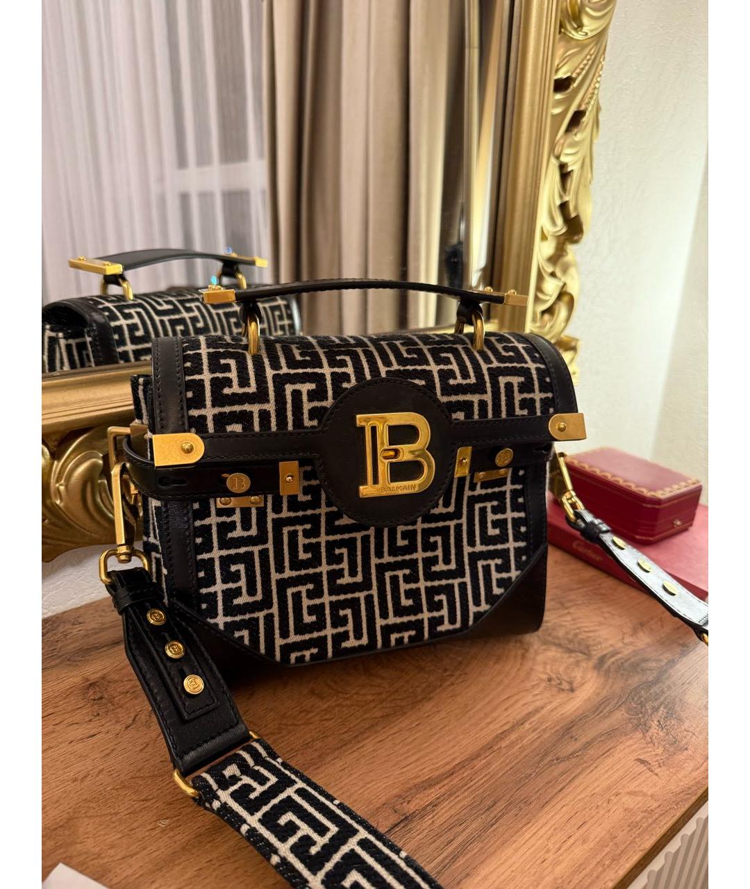 BALMAIN Черная кожаная сумка с короткими ручками, фото 2
