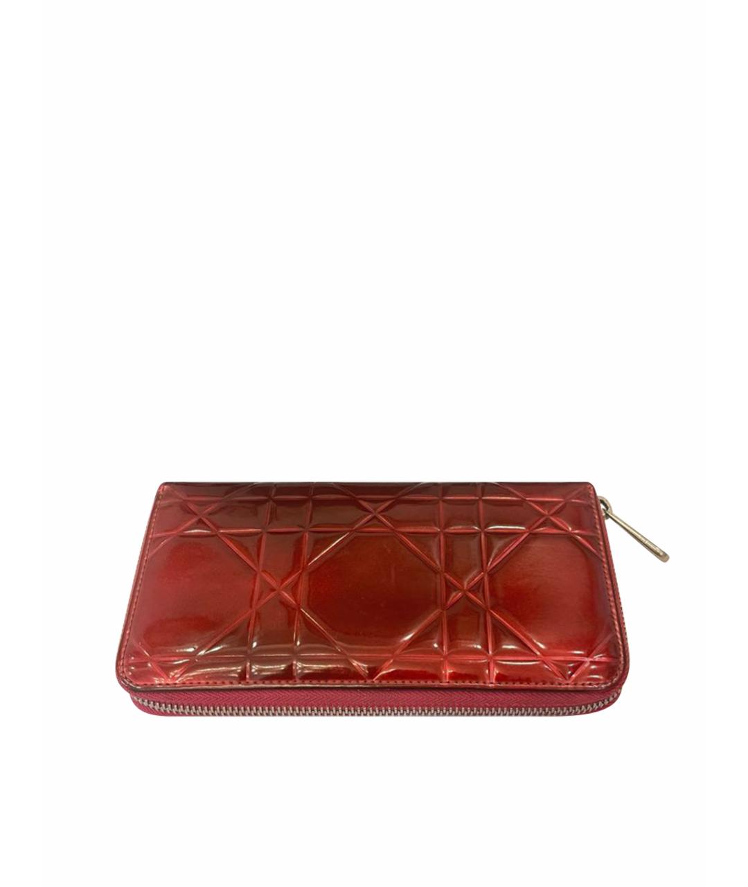 CHRISTIAN DIOR Бордовый кошелек из лакированной кожи, фото 1