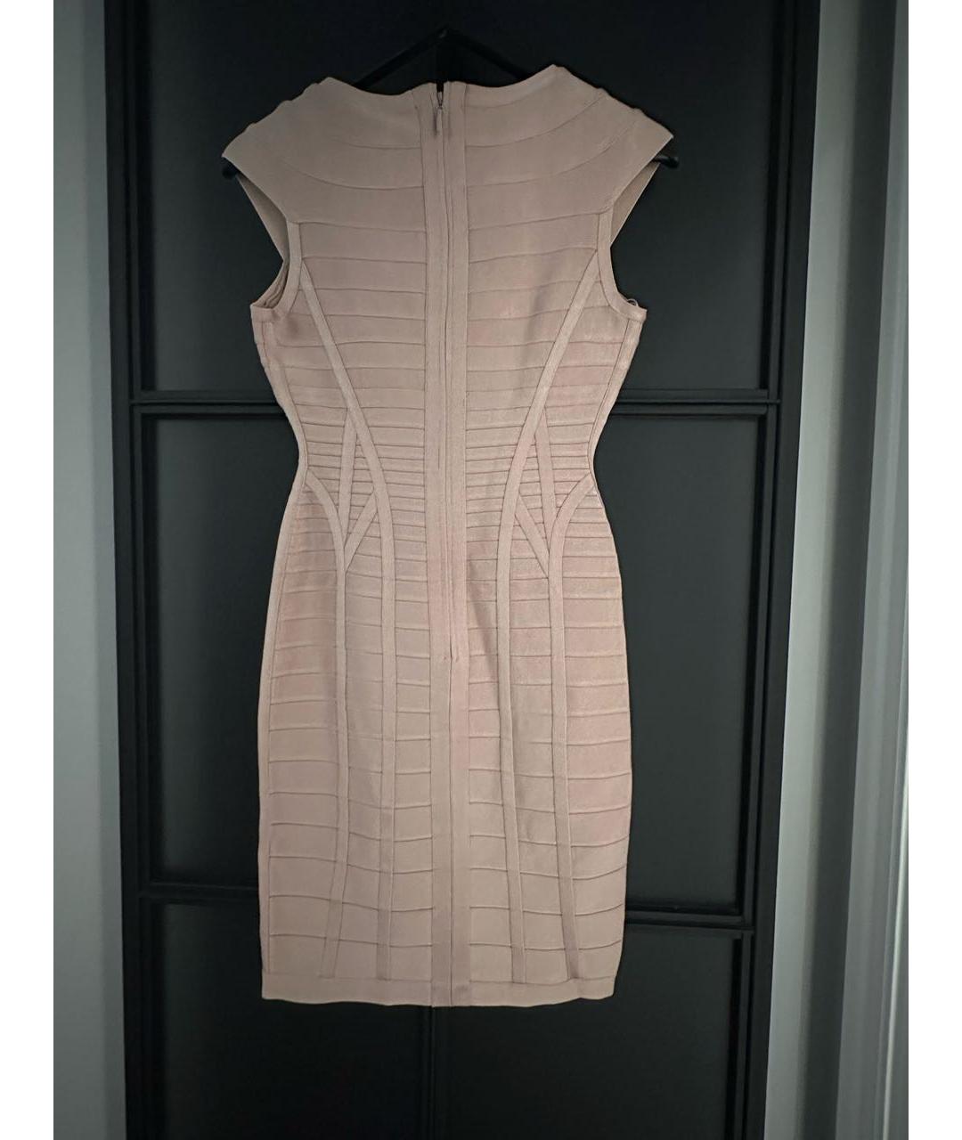 HERVE LEGER Бежевое коктейльное платье, фото 3