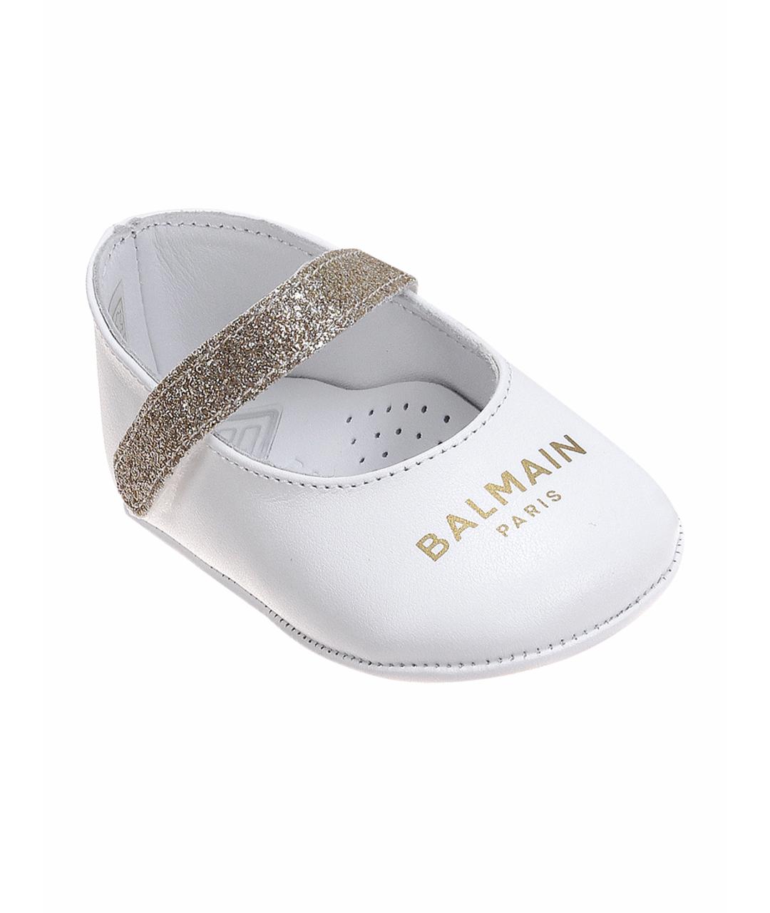 BALMAIN Белые кожаные пинетки, фото 1