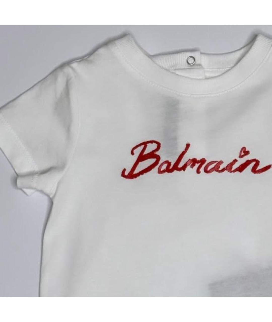 BALMAIN Белый хлопковый футболка / топ, фото 2