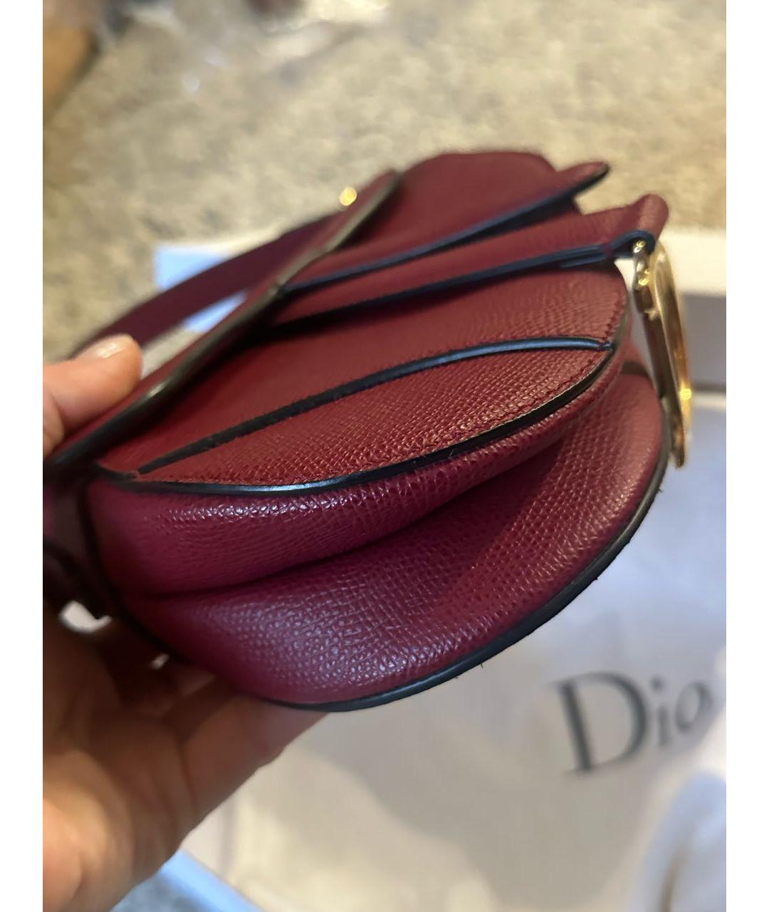 CHRISTIAN DIOR Бордовая кожаная сумка с короткими ручками, фото 3