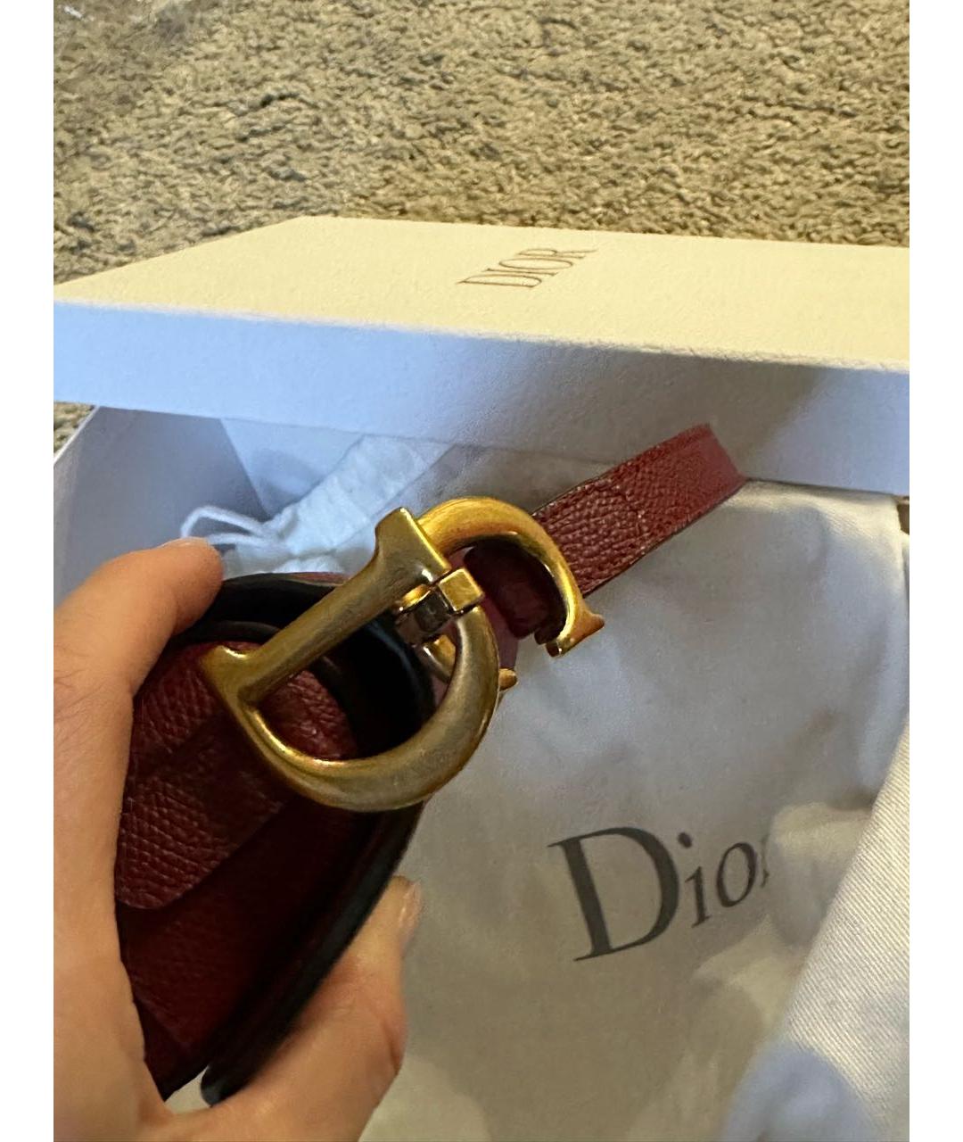 CHRISTIAN DIOR Бордовая кожаная сумка с короткими ручками, фото 6