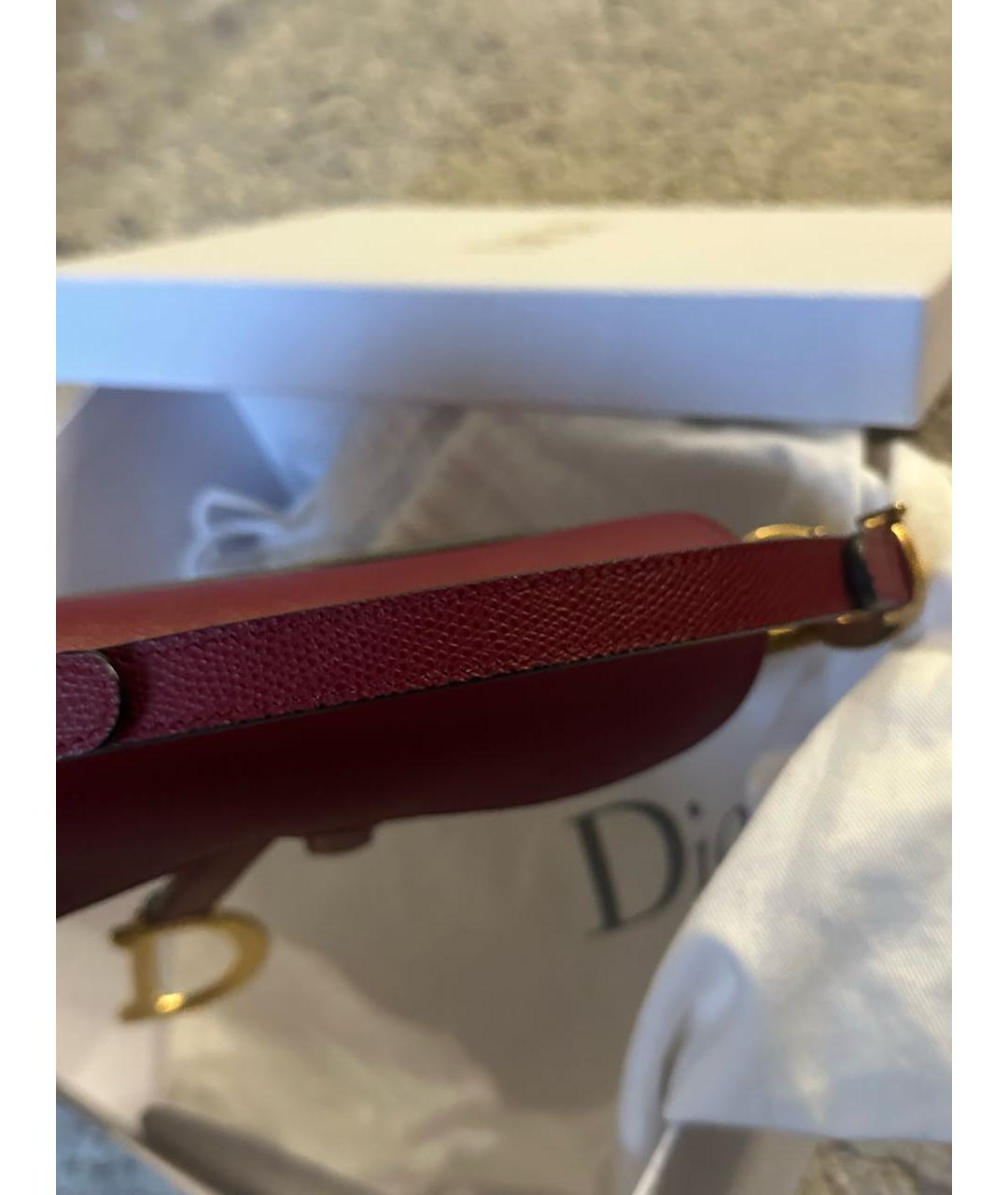 CHRISTIAN DIOR Бордовая кожаная сумка с короткими ручками, фото 5