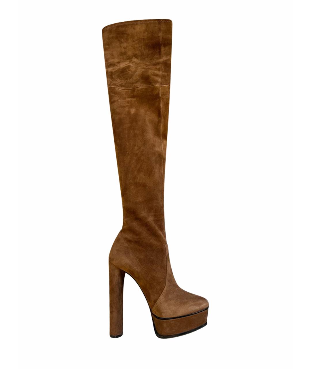 CASADEI Коричневые кожаные ботфорты, фото 1