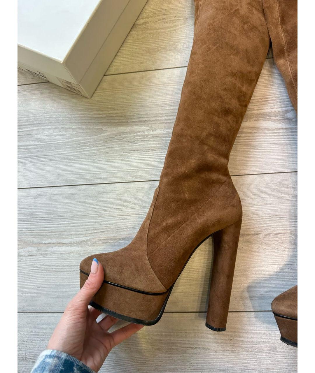 CASADEI Коричневые кожаные ботфорты, фото 2