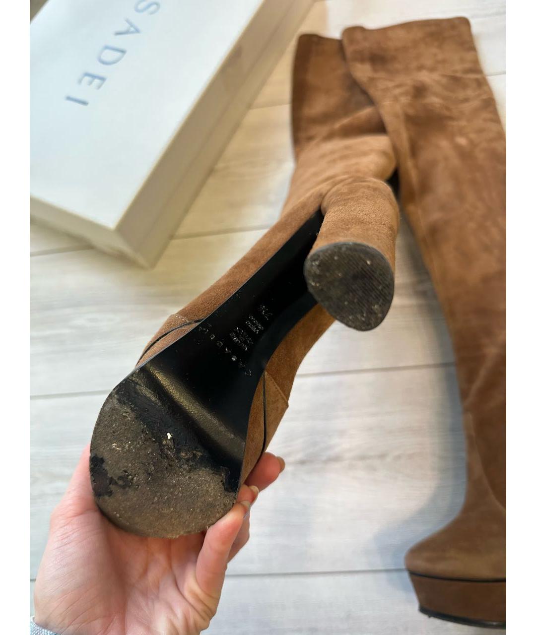 CASADEI Коричневые кожаные ботфорты, фото 3