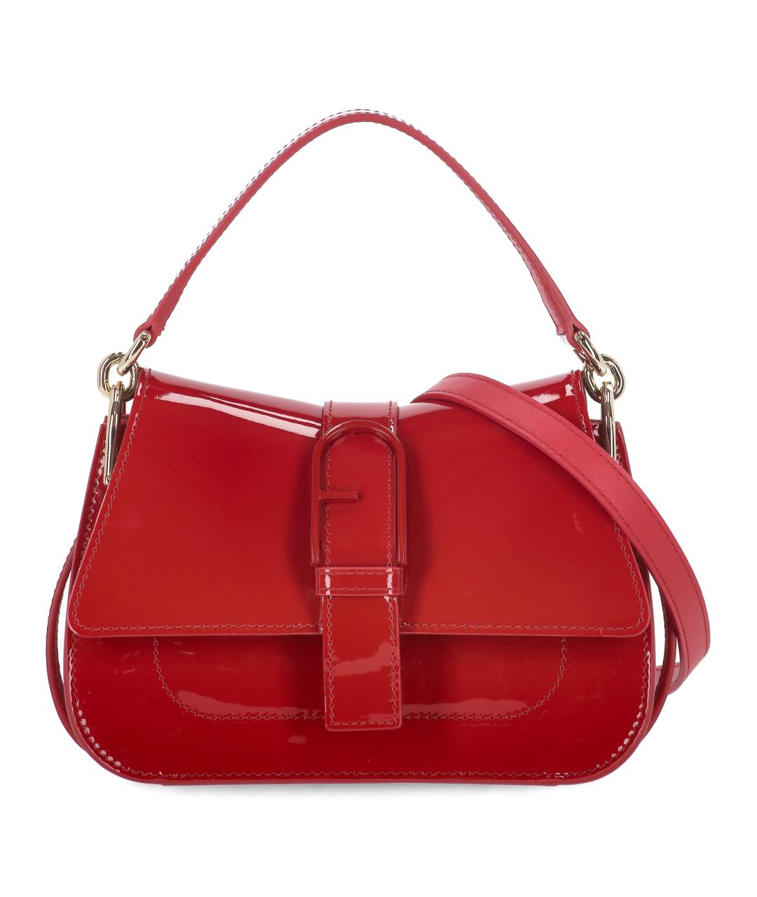 FURLA Красная кожаная сумка с короткими ручками, фото 1