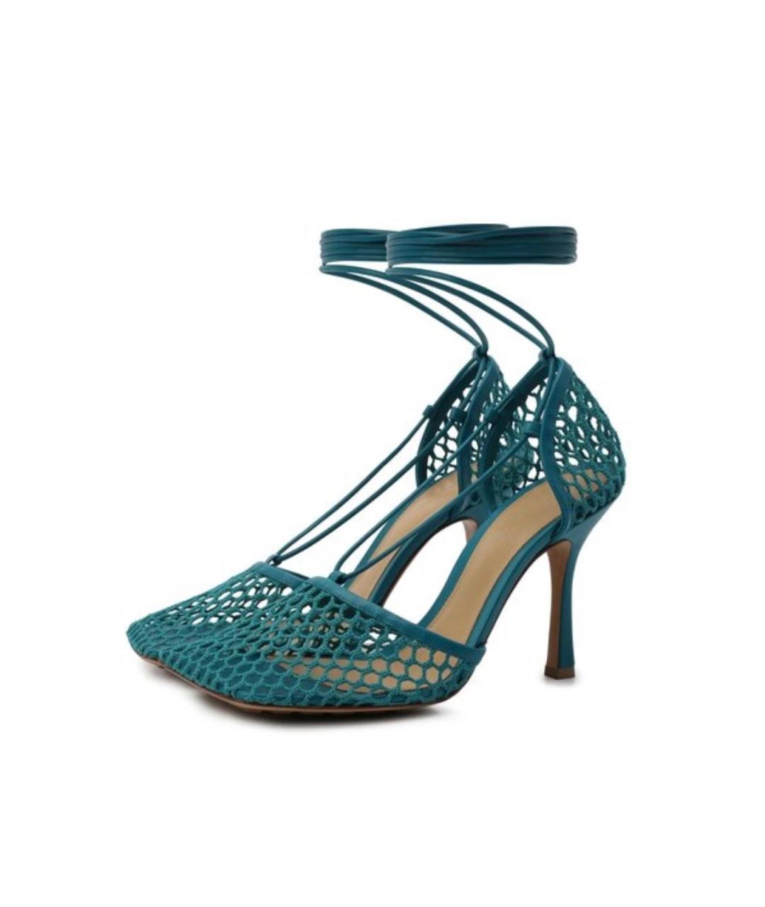 BOTTEGA VENETA Голубые кожаные босоножки, фото 6