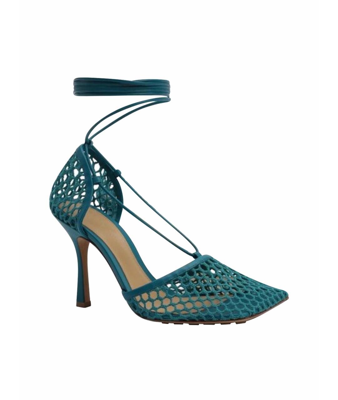 BOTTEGA VENETA Голубые кожаные босоножки, фото 1
