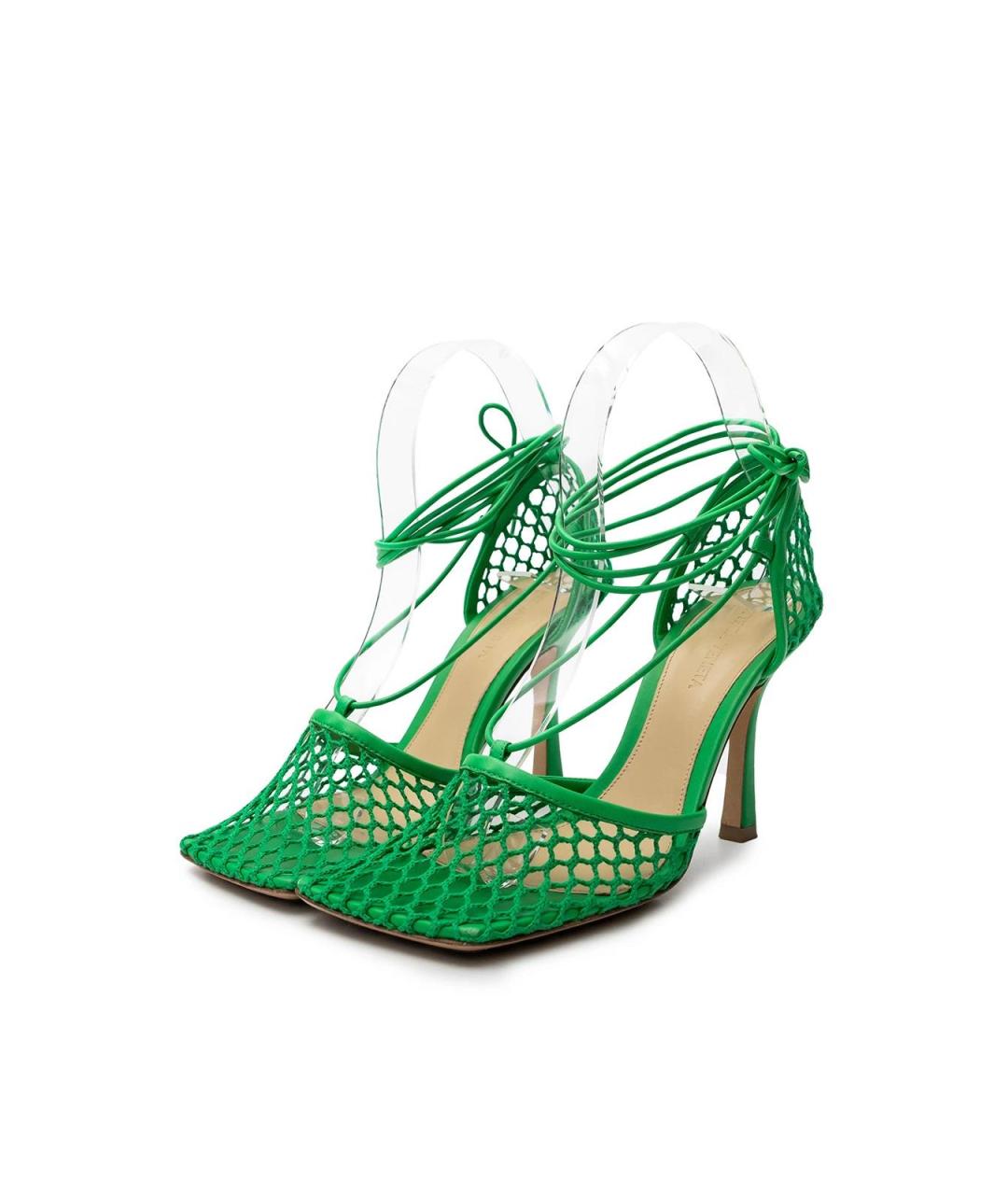 BOTTEGA VENETA Зеленые кожаные босоножки, фото 2