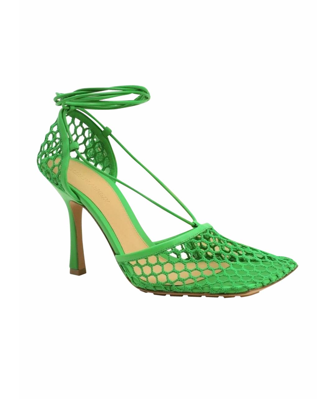 BOTTEGA VENETA Зеленые кожаные босоножки, фото 1