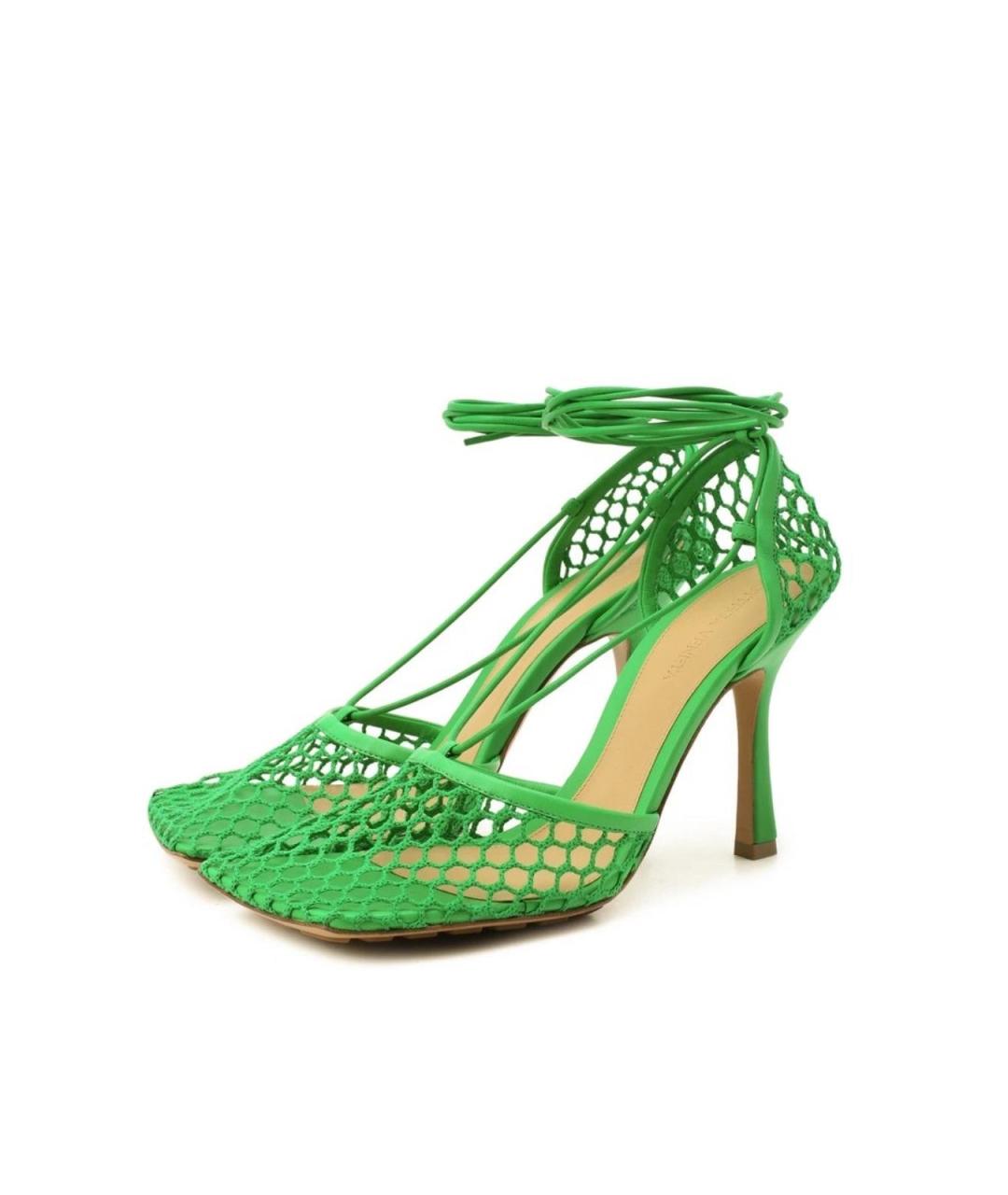 BOTTEGA VENETA Зеленые кожаные босоножки, фото 6
