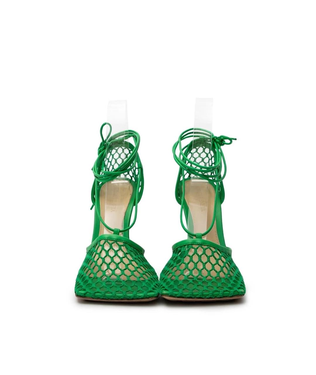 BOTTEGA VENETA Зеленые кожаные босоножки, фото 5