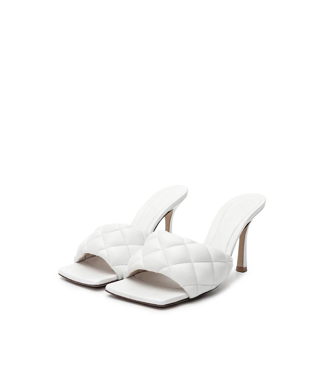 BOTTEGA VENETA Белые кожаные босоножки, фото 5